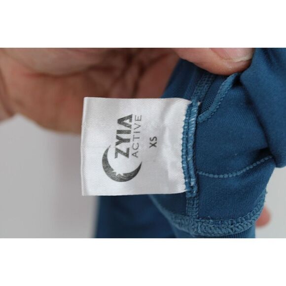 ZYIA Active Sports Bra XS Blue All Star Zip Back One More Rep Mesh Panel Padded - Picture 8 of 9